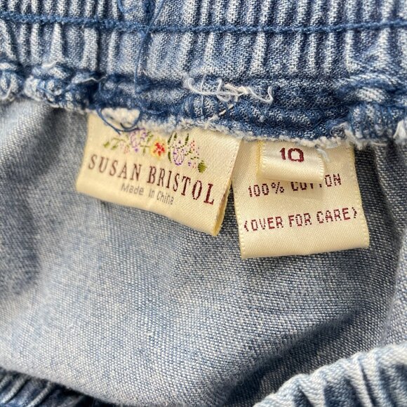 Vintage 90s Susan Bristol Patchwork Skirt Size 10 Plaid Denim Flannel Chambray - Picture 5 of 10